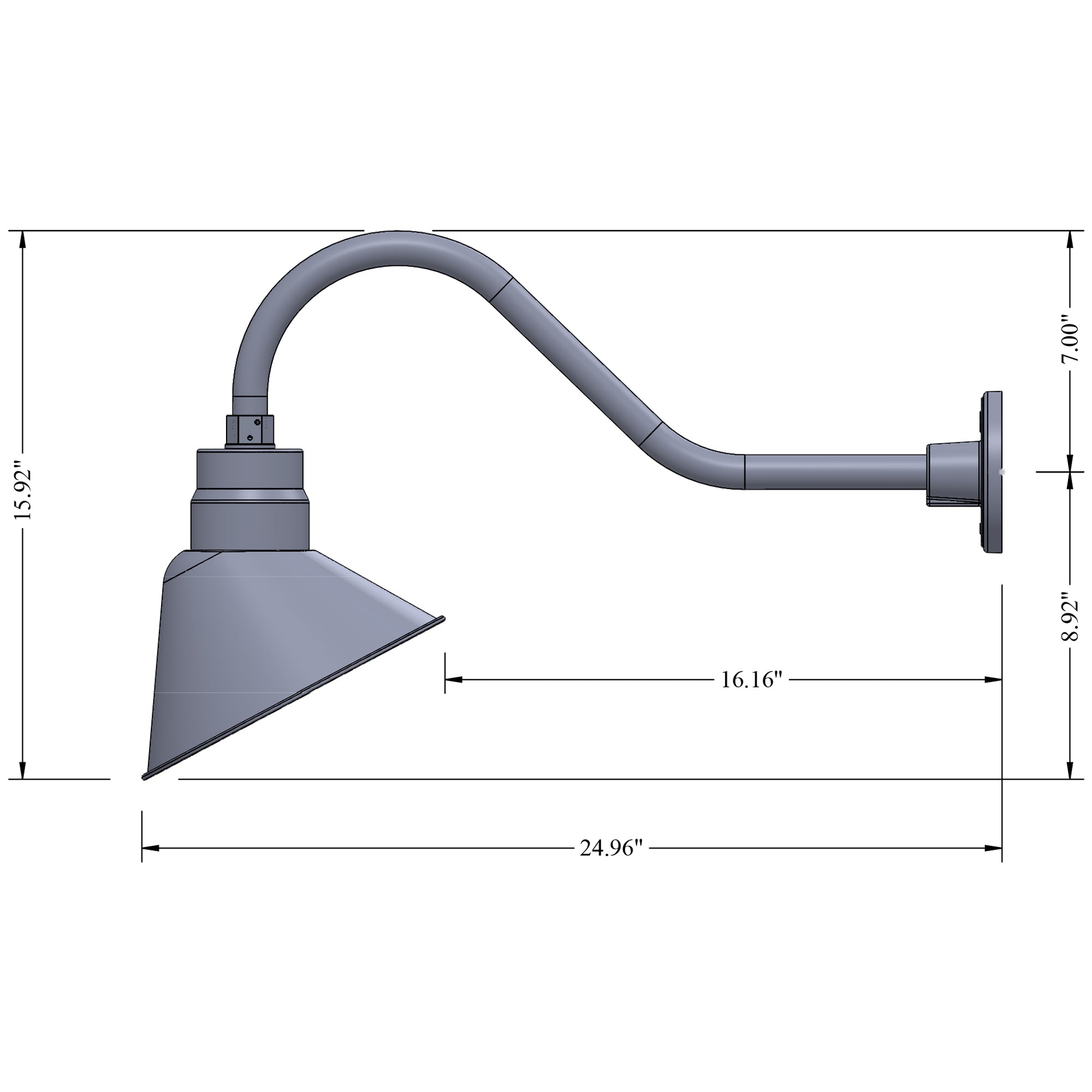 Angled 10" Shade with 22" Gooseneck Arm