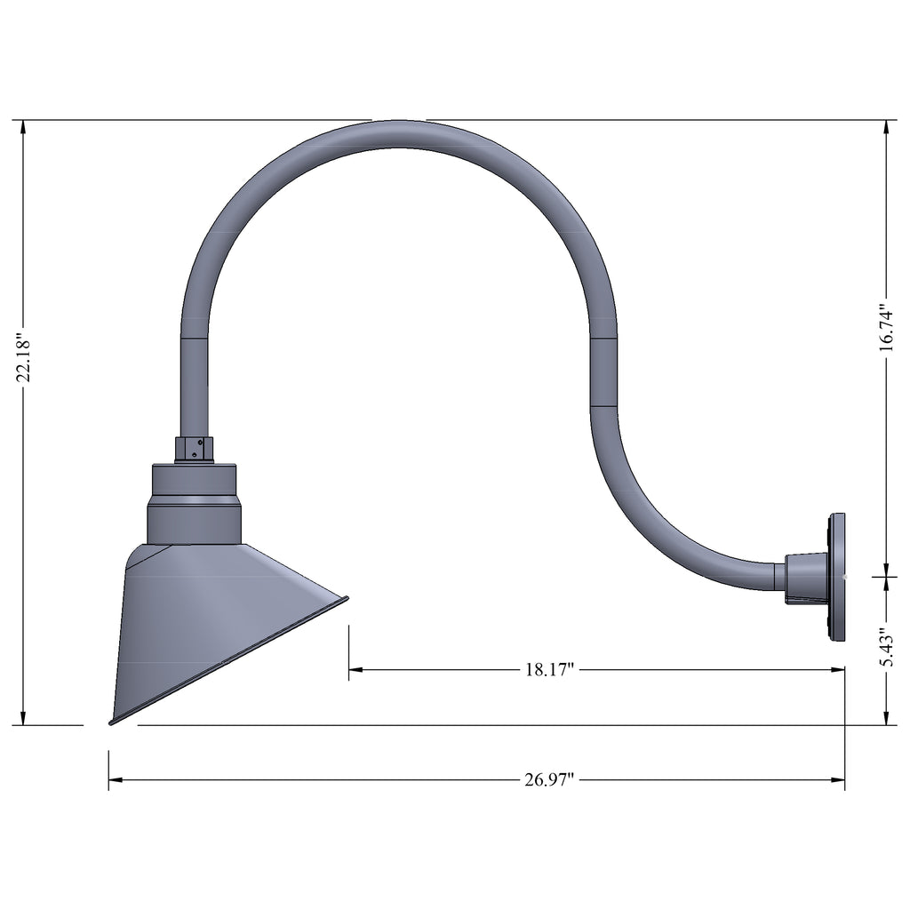 Angled 10" Shade with 24" Gooseneck Arm