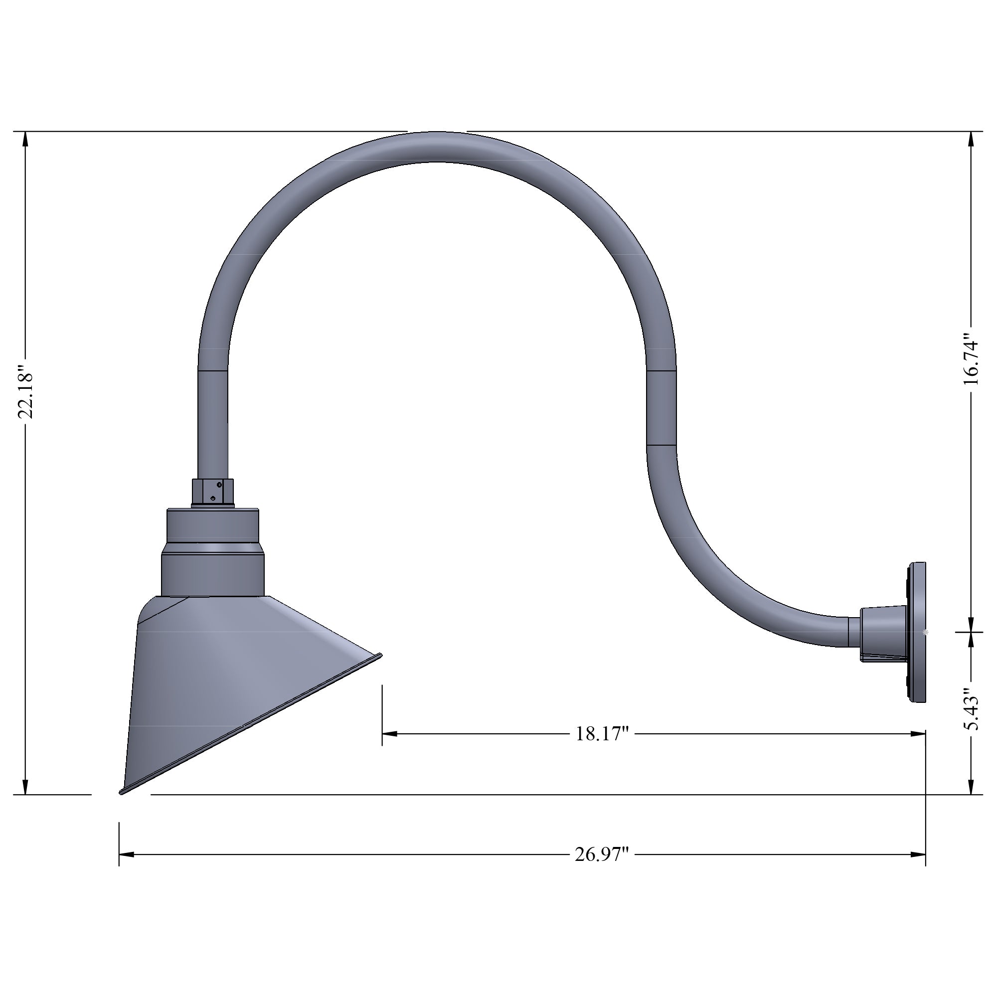 Angled 10" Shade with 24" Gooseneck Arm