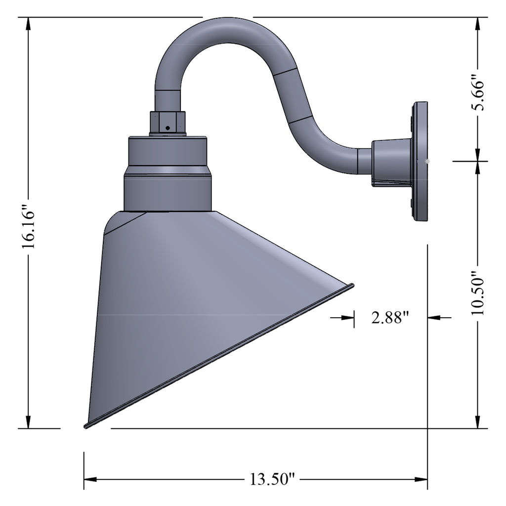 Angled 12" Shade with 10" Gooseneck Arm