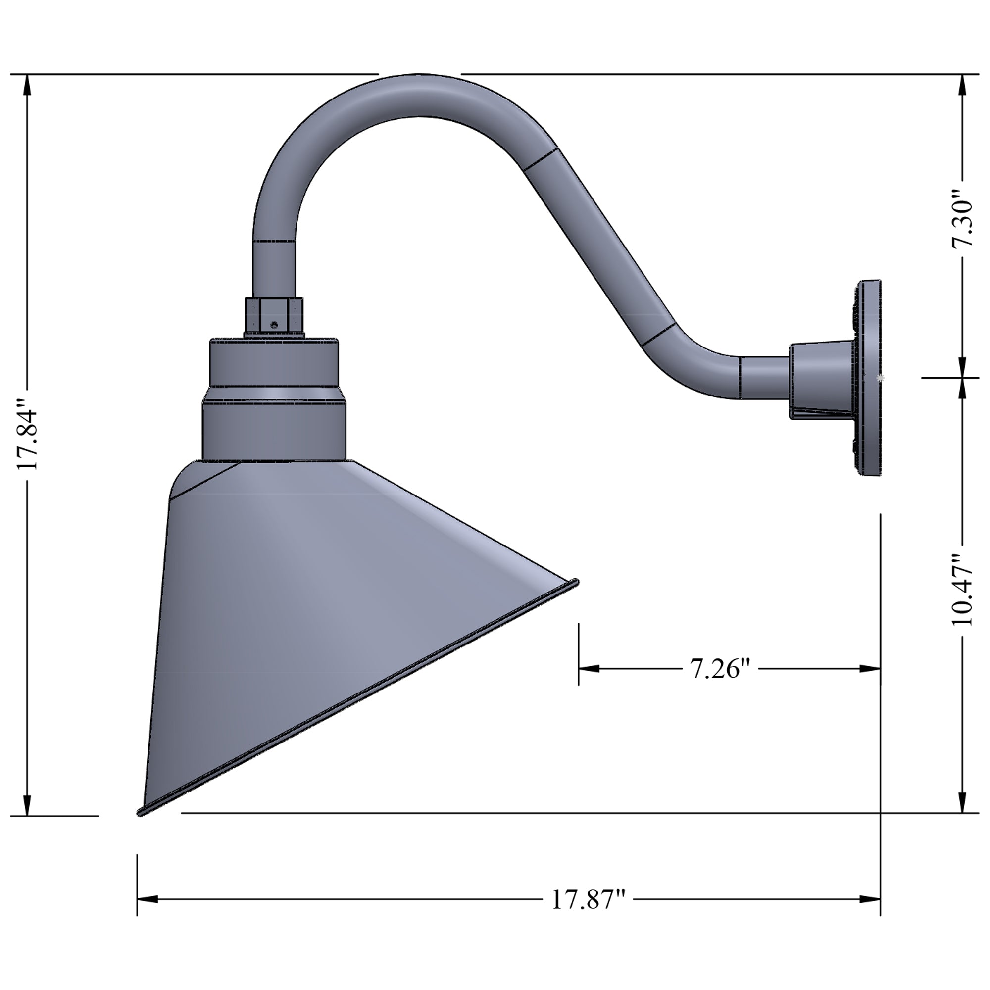 Angled 12" Shade with 15" Gooseneck Arm