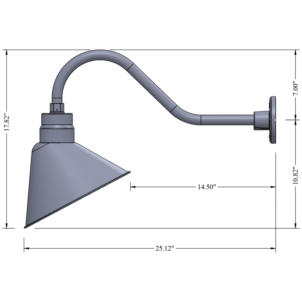 Angled 12" Shade with 22" Gooseneck Arm