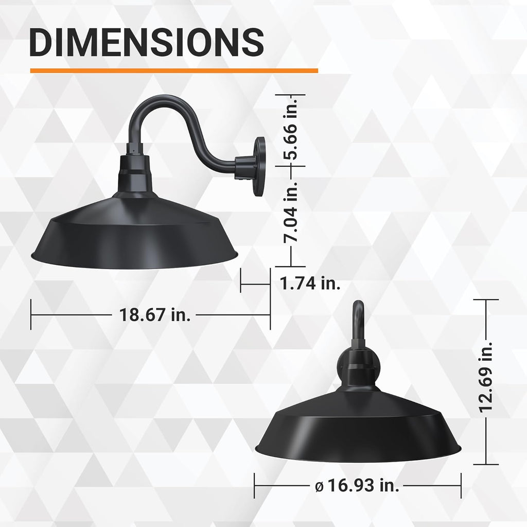 Barn Light 17" Shade with 10" Gooseneck Arm