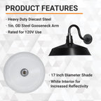 Barn Light 17" Shade with 10" Gooseneck Arm