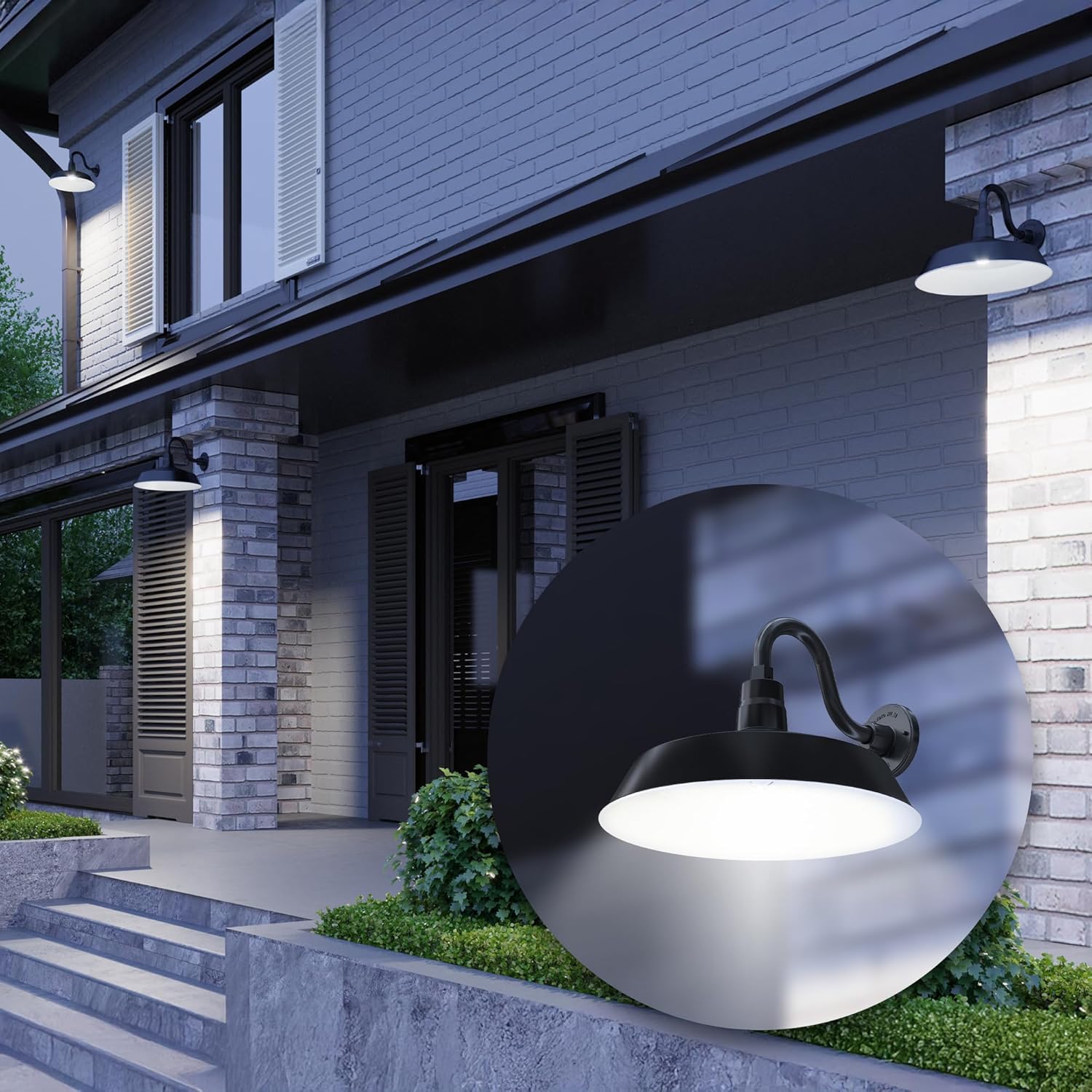 Barn Light 17" Shade with 10" Gooseneck Arm