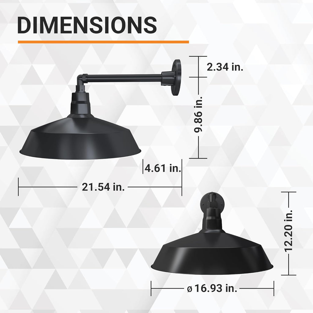 Barn Light 17" Shade with 13" Gooseneck Arm