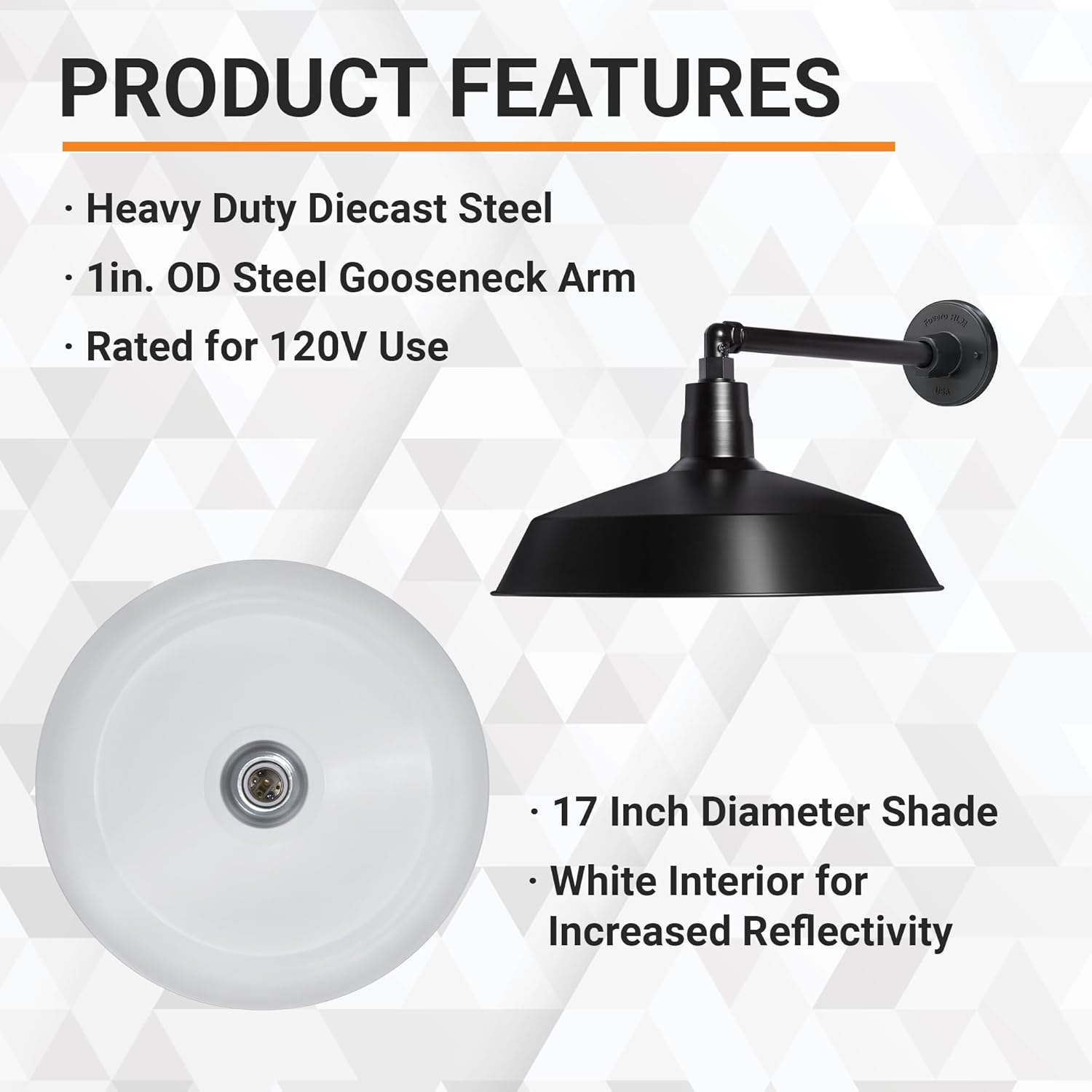 Barn Light 17" Shade with 13" Gooseneck Arm