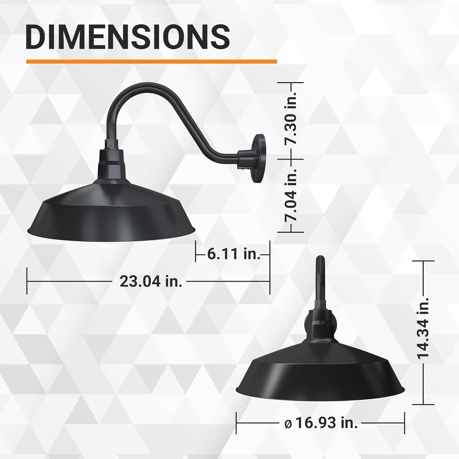 Barn Light 17" Shade with 15" Gooseneck Arm