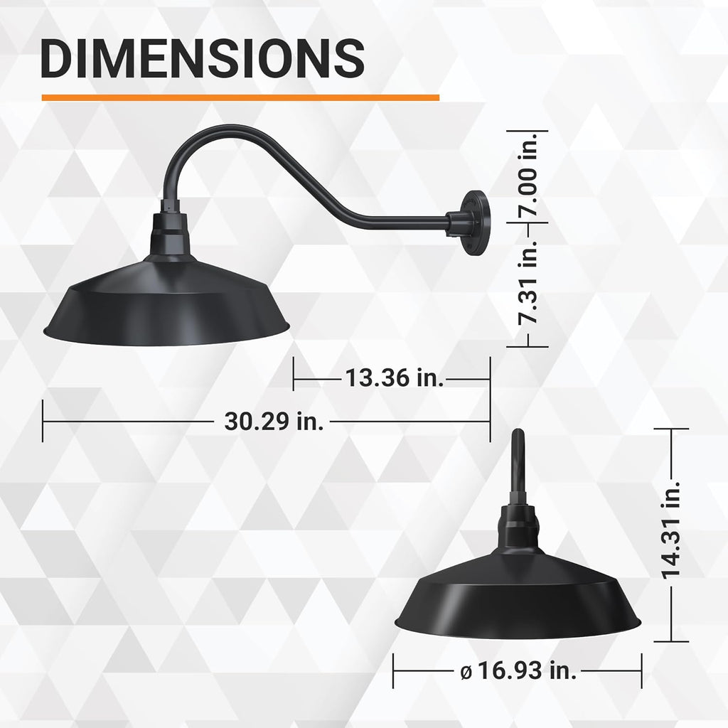 Barn Light 17" Shade with 22" Gooseneck Arm