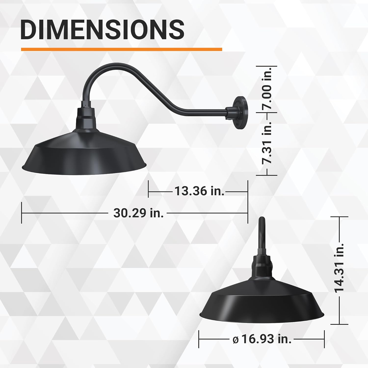 Barn Light 17" Shade with 22" Gooseneck Arm