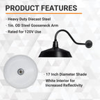Barn Light 17" Shade with 22" Gooseneck Arm
