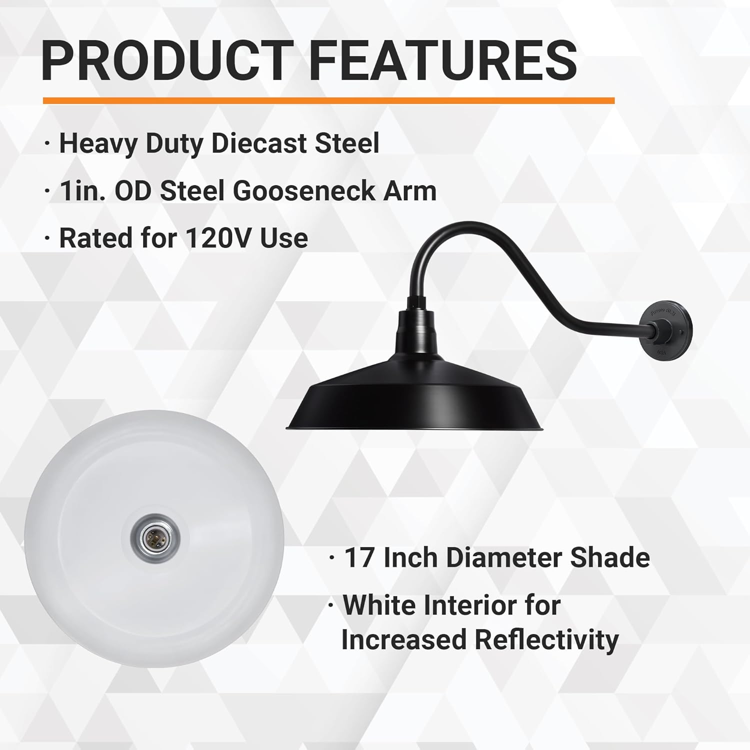 Barn Light 17" Shade with 22" Gooseneck Arm