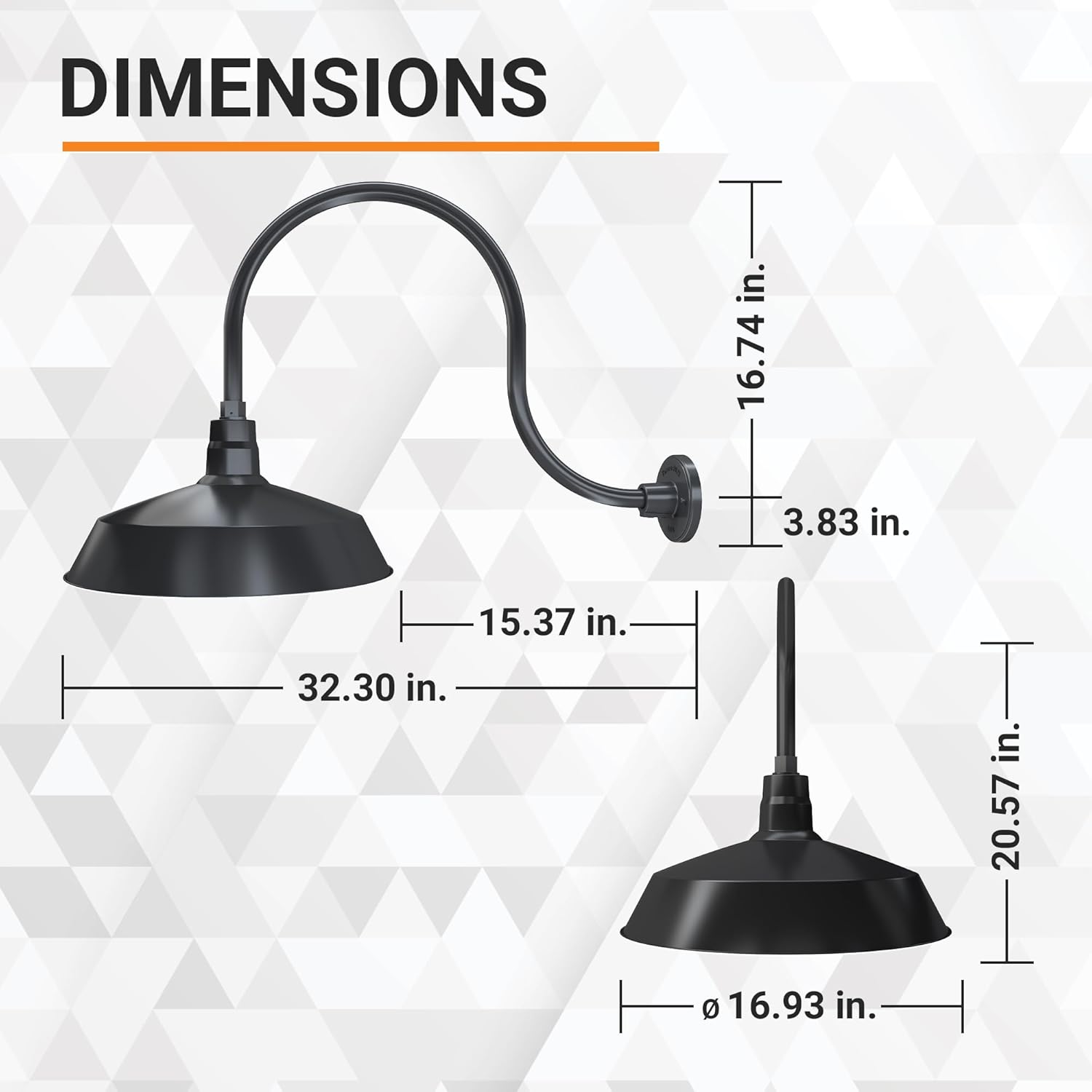 Barn Light 17" Shade with 24" Gooseneck Arm