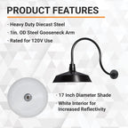 Barn Light 17" Shade with 24" Gooseneck Arm