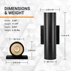 Black 20W Cylinder Light