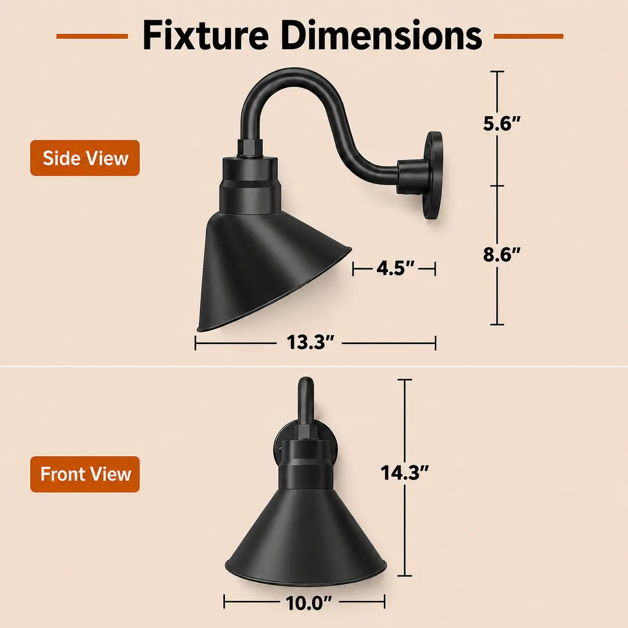 Angled 10" Shade with 10" Gooseneck Arm