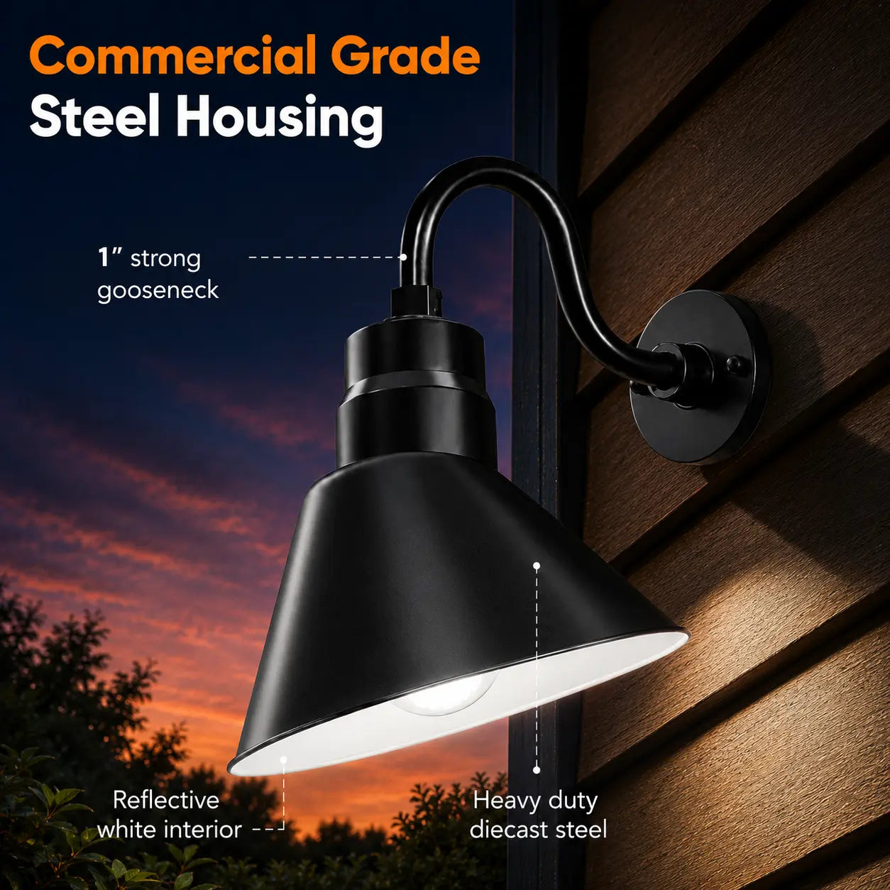 Angled 10" Shade with 10" Gooseneck Arm
