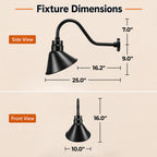 Angled 10" Shade with 22" Gooseneck Arm
