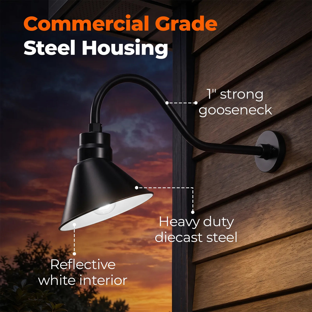 Angled 10" Shade with 22" Gooseneck Arm