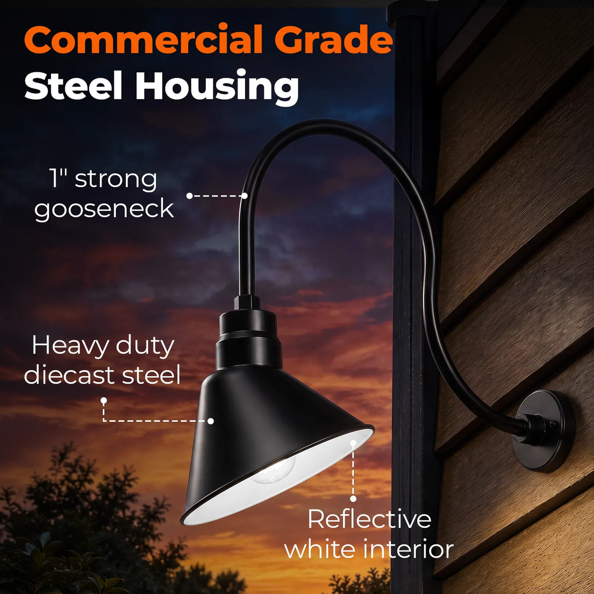 Angled 10" Shade with 24" Gooseneck Arm
