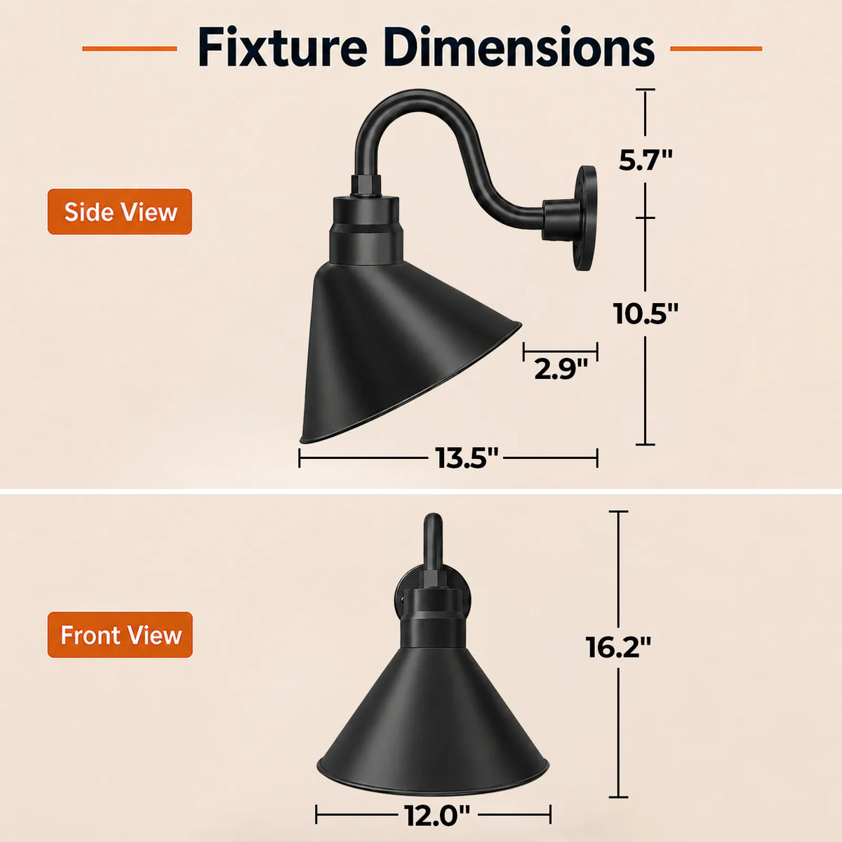 Angled 12" Shade with 10" Gooseneck Arm
