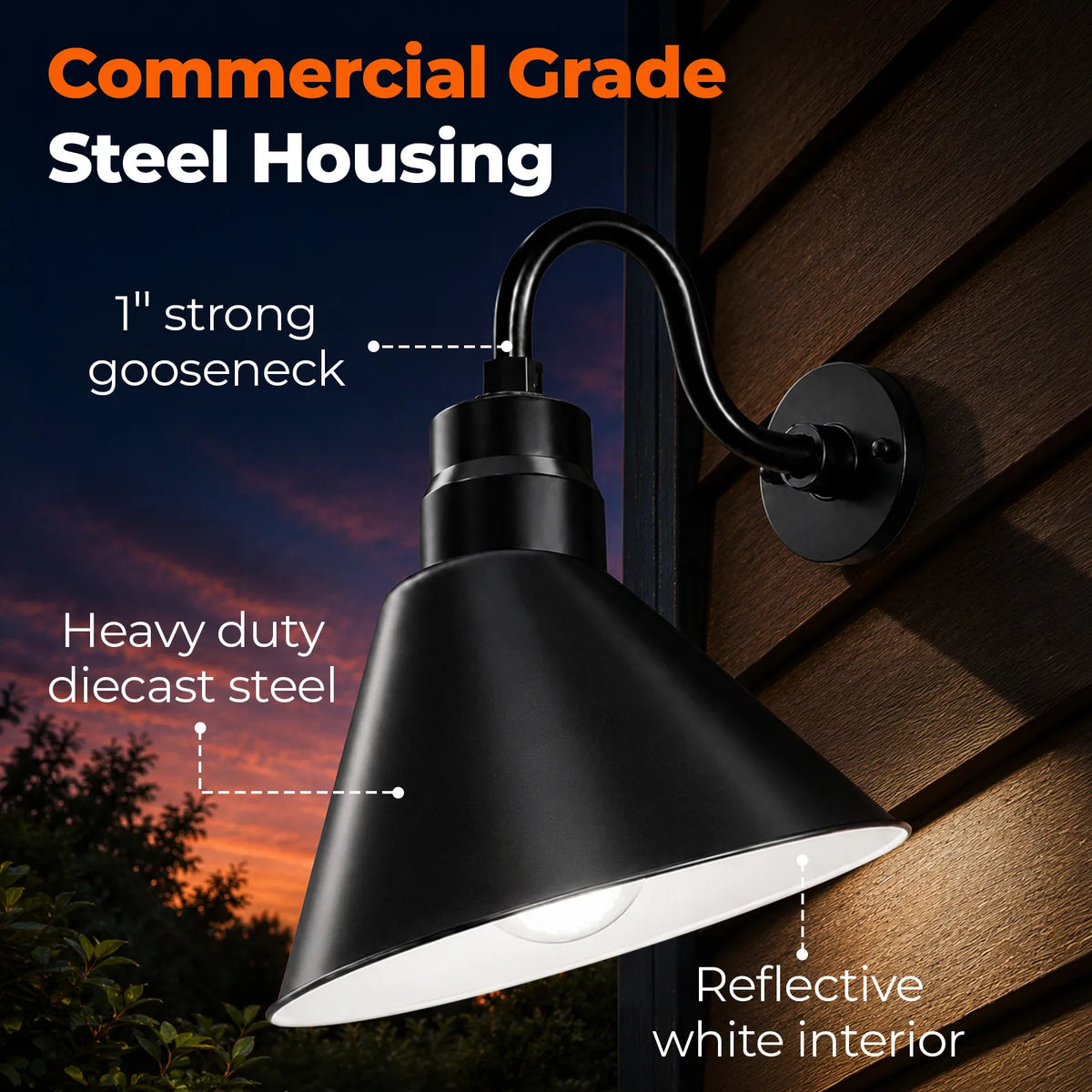 Angled 12" Shade with 10" Gooseneck Arm