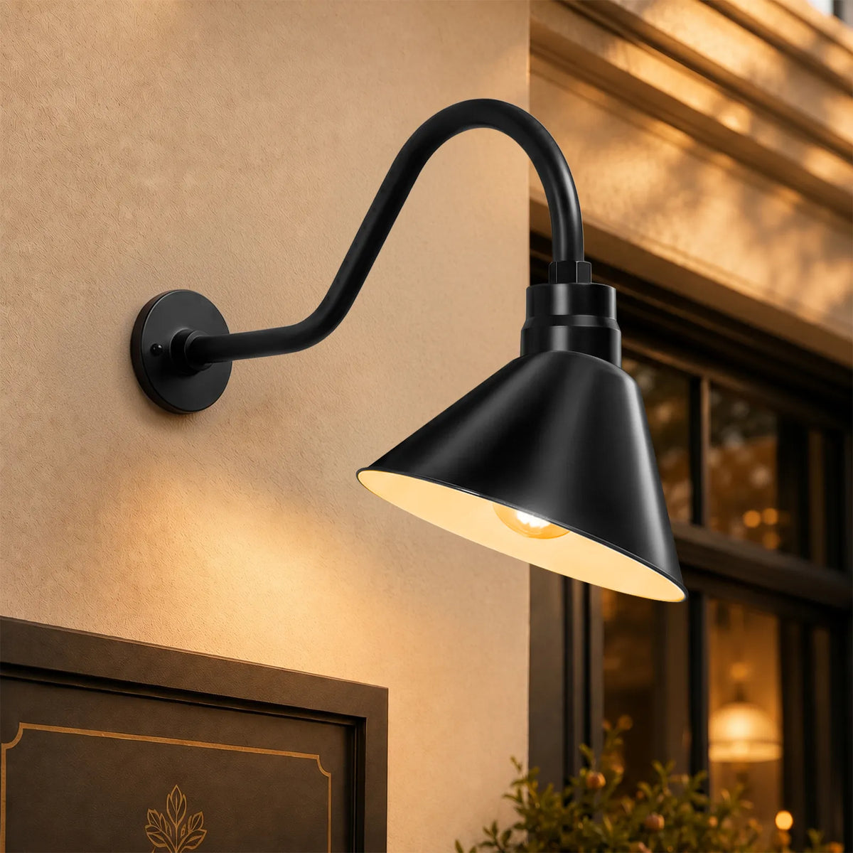 Angled 12" Shade with 22" Gooseneck Arm