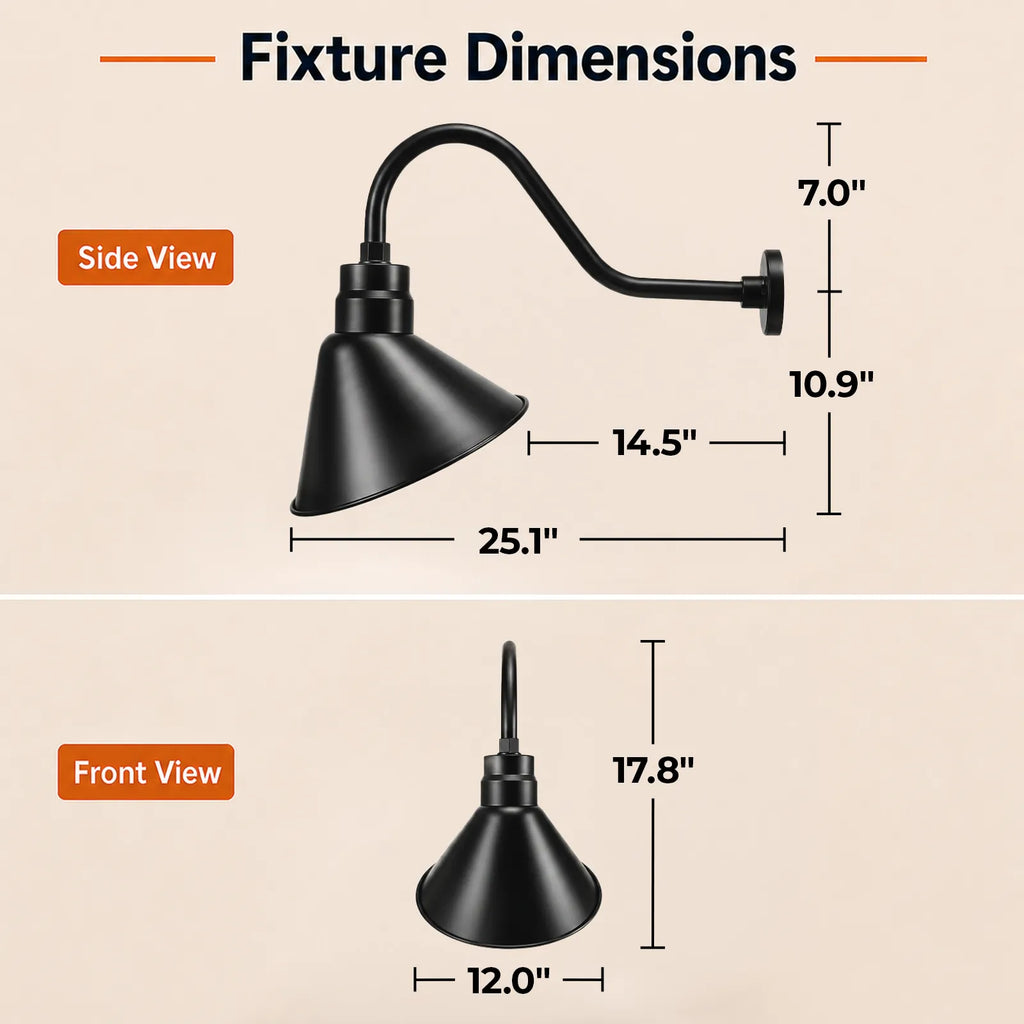 Angled 12" Shade with 22" Gooseneck Arm