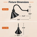 Angled 12" Shade with 22" Gooseneck Arm