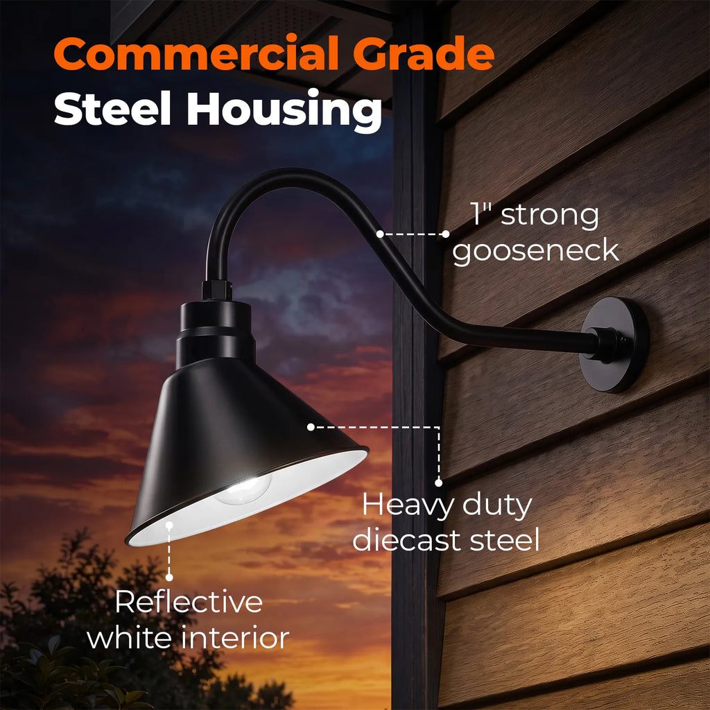 Angled 12" Shade with 22" Gooseneck Arm