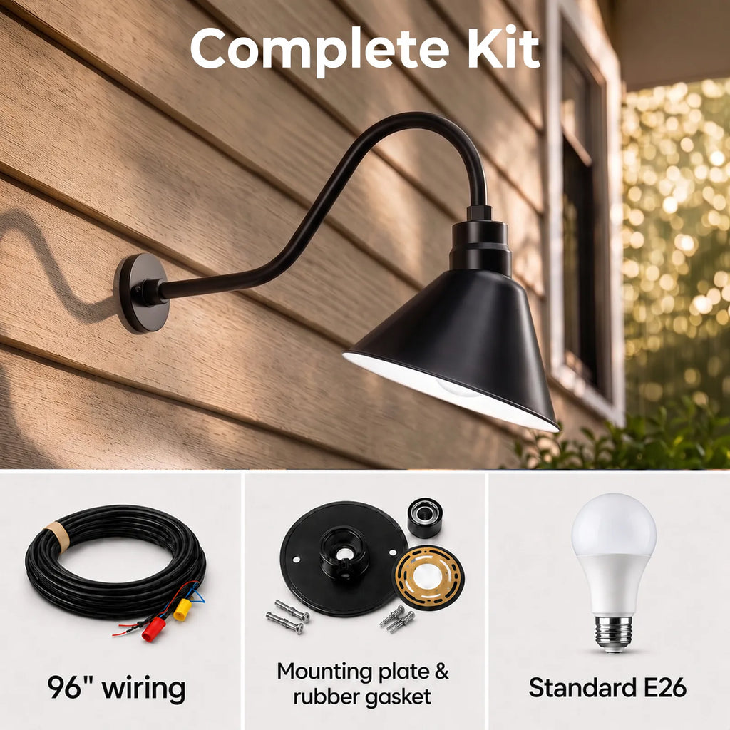 Angled 12" Shade with 22" Gooseneck Arm