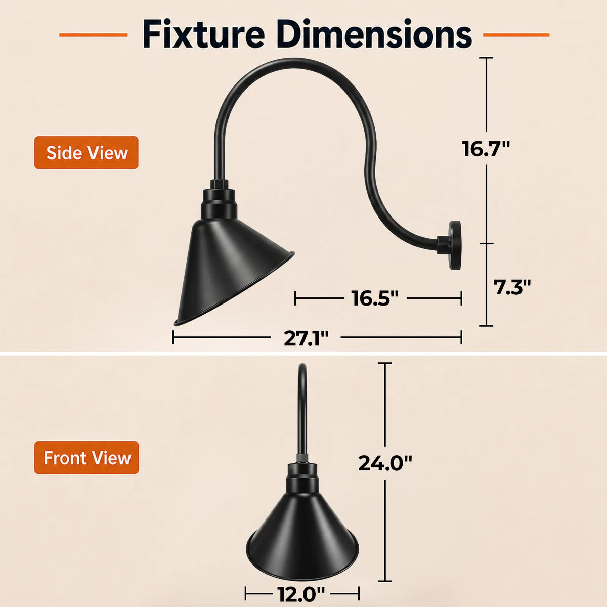 Angled 12" Shade with 24" Gooseneck Arm