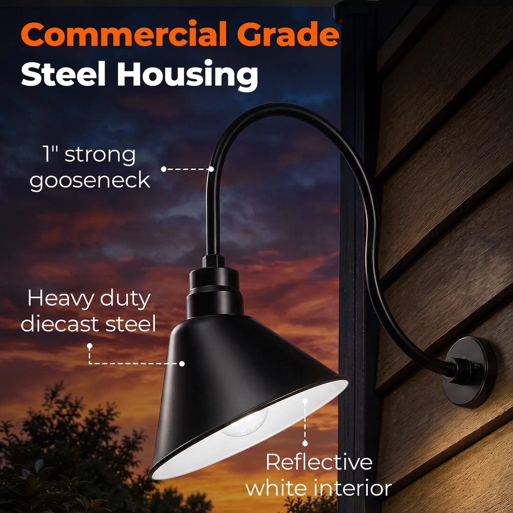 Angled 12" Shade with 24" Gooseneck Arm