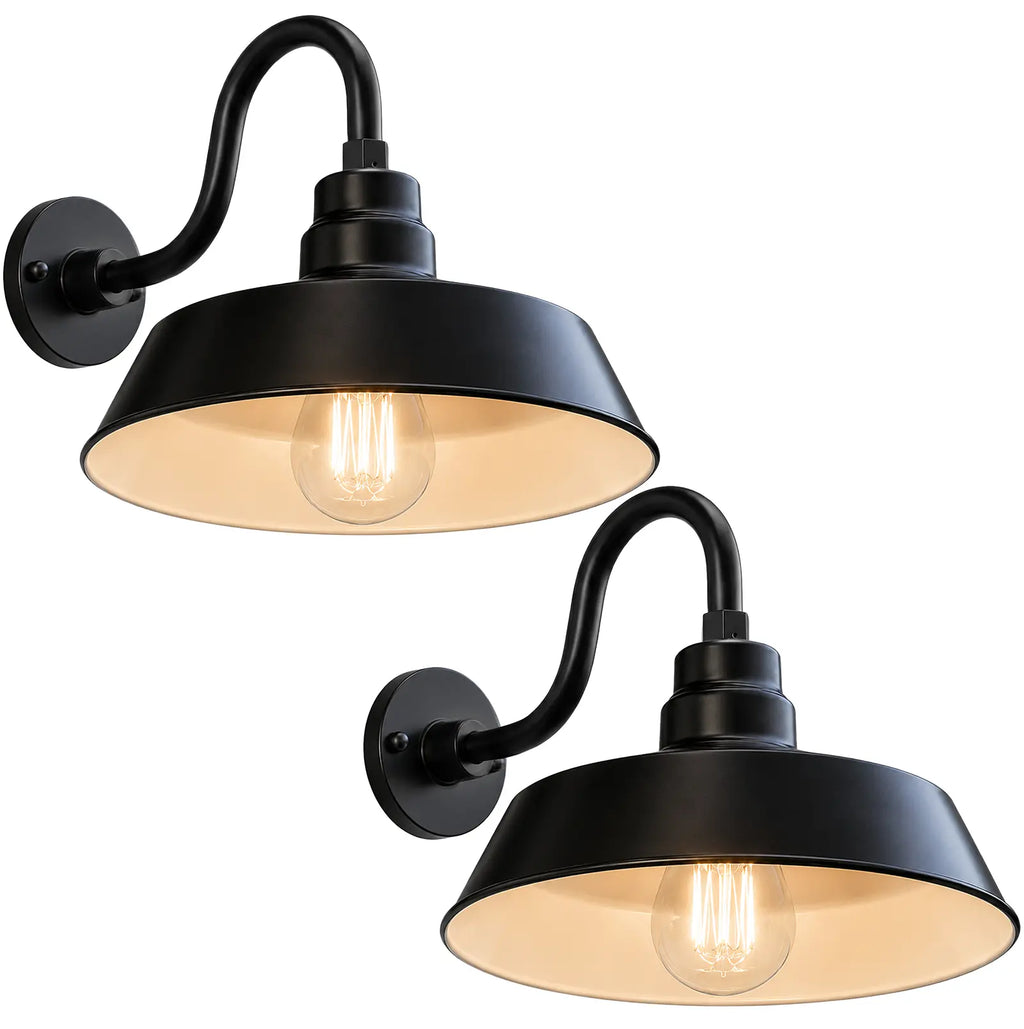 Barn Light 14" Shade with 10" Gooseneck Arm