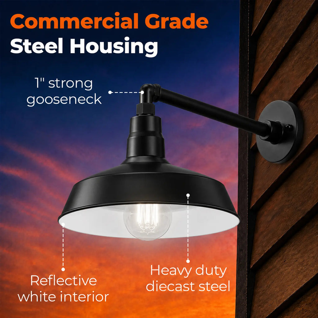 Barn Light 14" Shade with 13" Gooseneck Arm