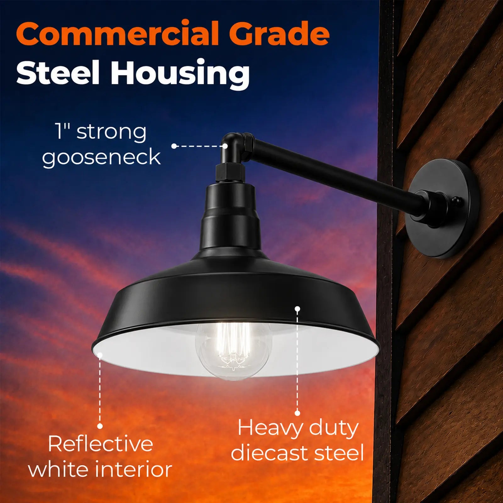 Barn Light 14" Shade with 13" Gooseneck Arm