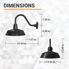 Barn Light 14" Shade with 15" Gooseneck Arm