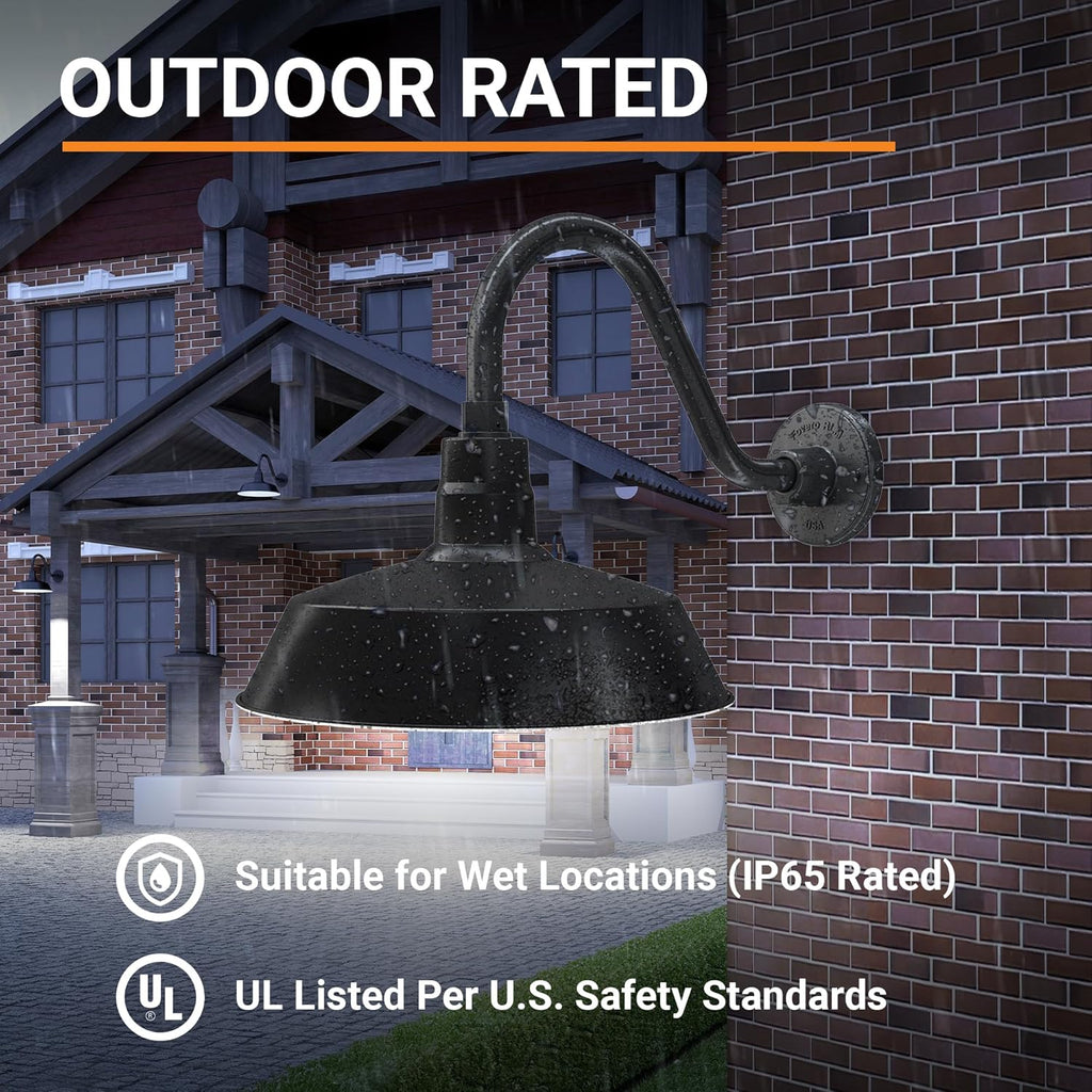 Barn Light 14" Shade with 15" Gooseneck Arm