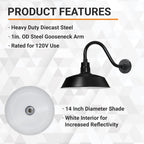 Barn Light 14" Shade with 15" Gooseneck Arm