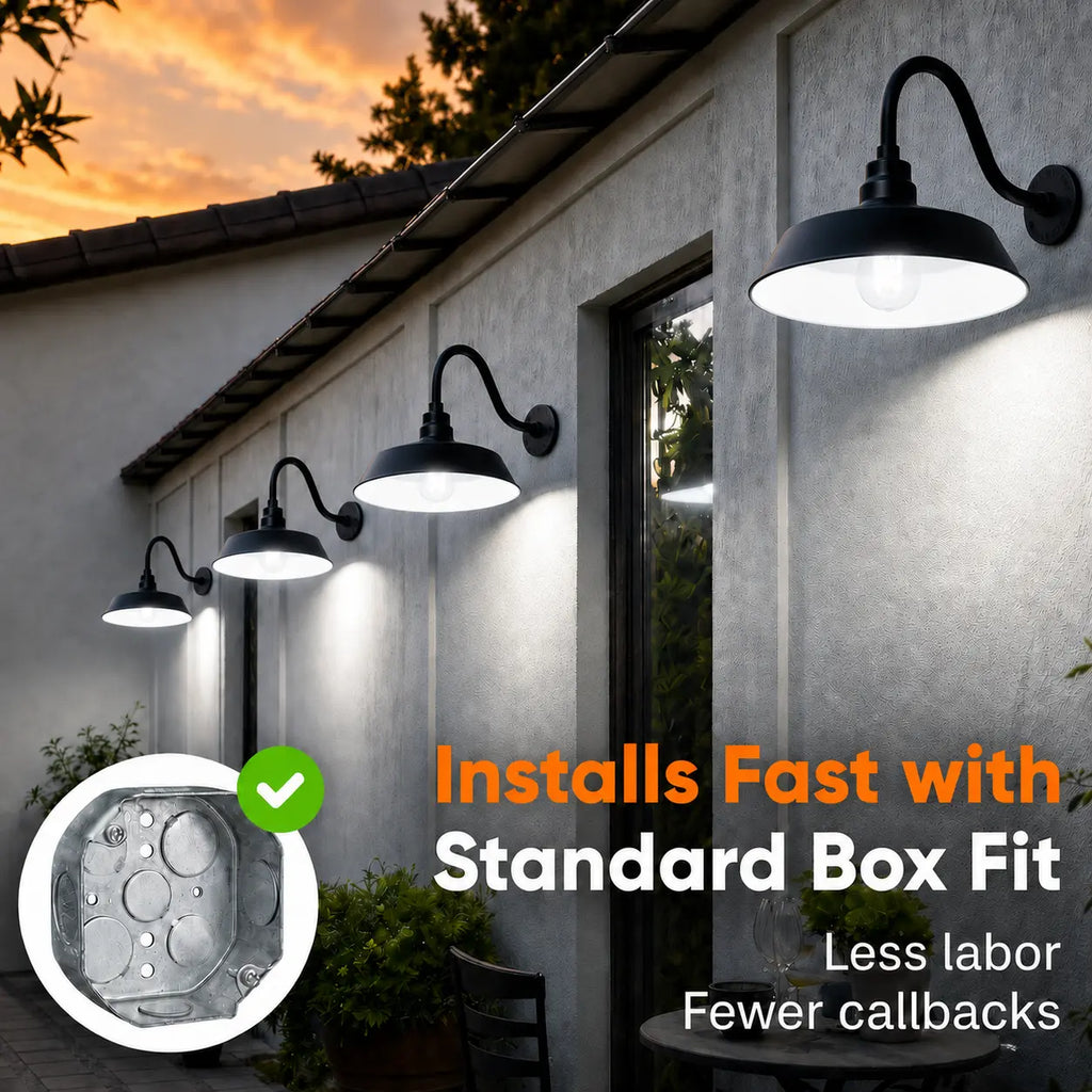 Barn Light 14" Shade with 15" Gooseneck Arm