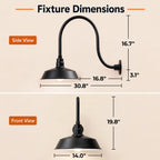 Barn Light 14" Shade with 24" Gooseneck Arm