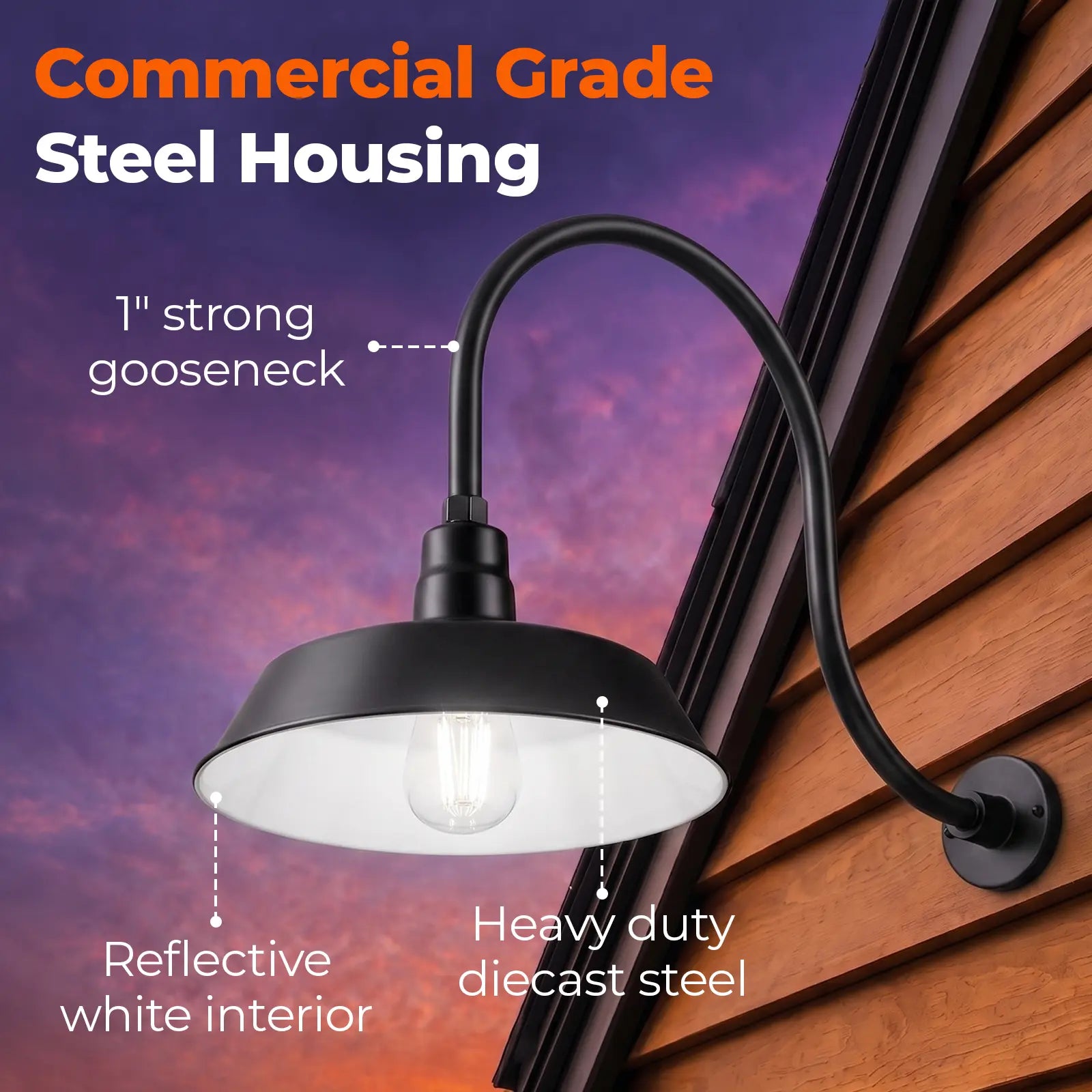 Barn Light 14" Shade with 24" Gooseneck Arm