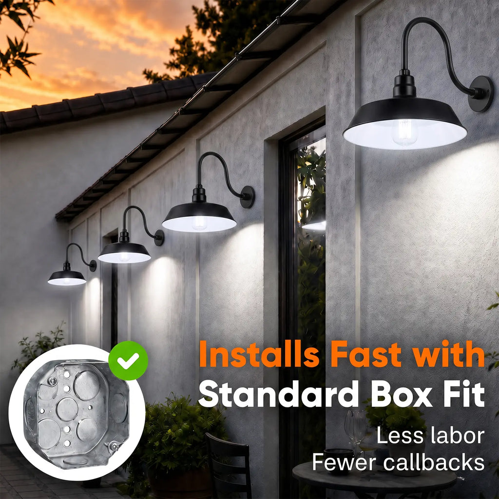 Barn Light 14" Shade with 24" Gooseneck Arm
