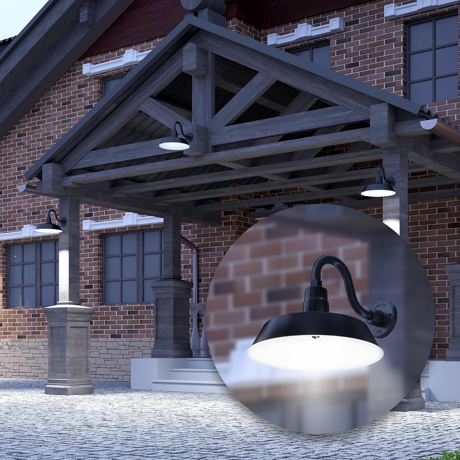 Barn Light 14" Shade with 10" Gooseneck Arm