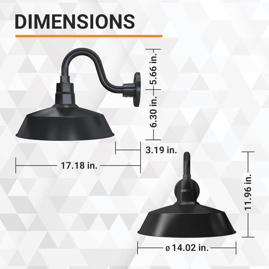 Barn Light 14" Shade with 10" Gooseneck Arm
