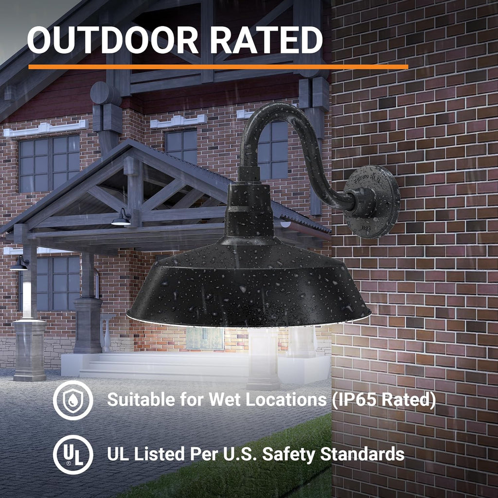 Barn Light 14" Shade with 10" Gooseneck Arm