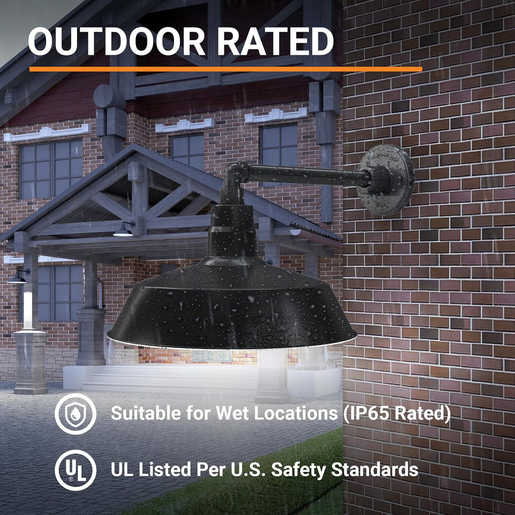 Barn Light 14" Shade with 13" Gooseneck Arm