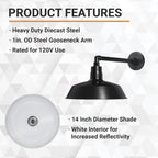 Barn Light 14" Shade with 13" Gooseneck Arm