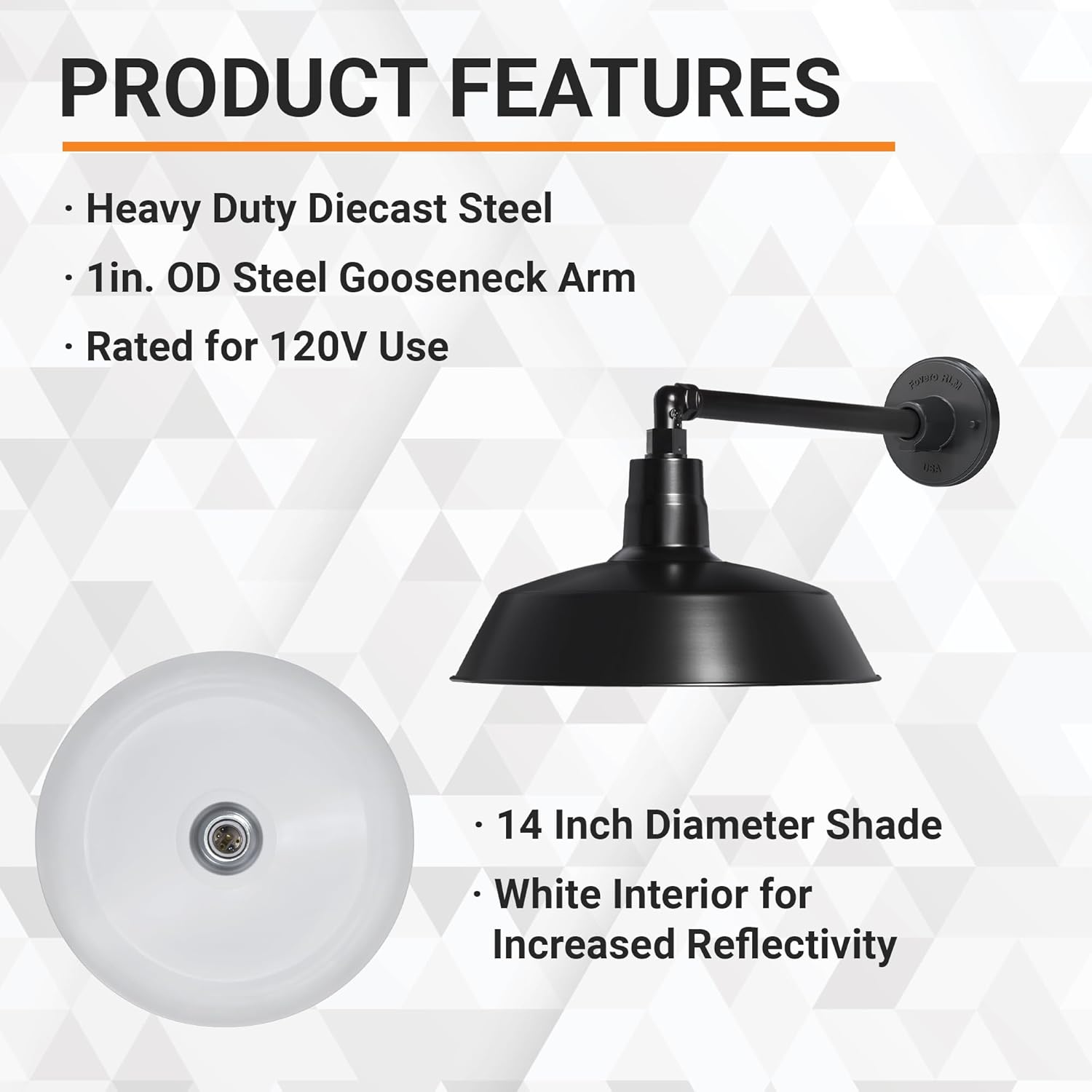 Barn Light 14" Shade with 13" Gooseneck Arm