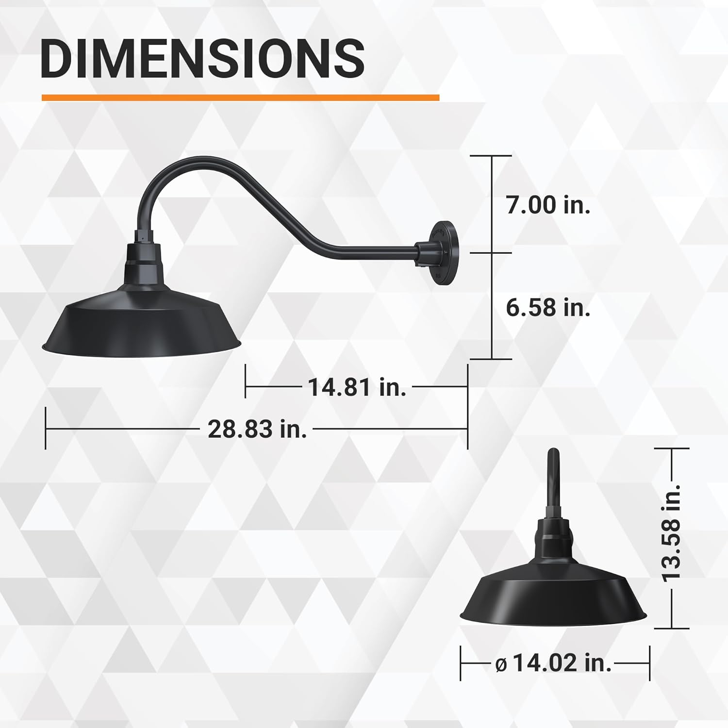 Barn Light 14" Shade with 22" Gooseneck Arm